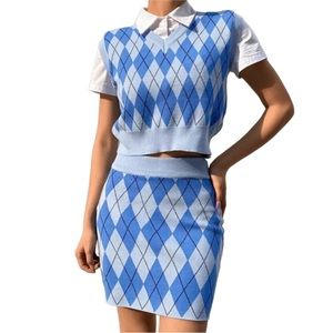NWOT SHEIN Blue Argyle Sweater Vest